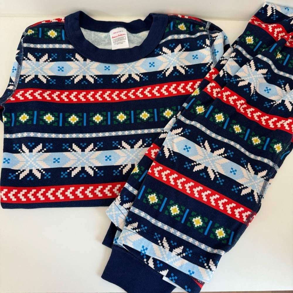 Hanna Andersson kids holiday long John pajama set | size 14